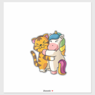 Womens Tiger and Unicorn Cute Zoo Animals Hugging