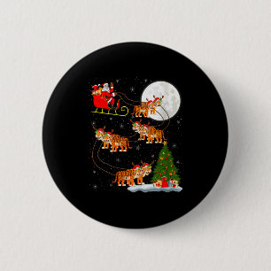 Womens Tiger Santa Sleigh Flying Funny Magical Chr 2 Inch Round Button