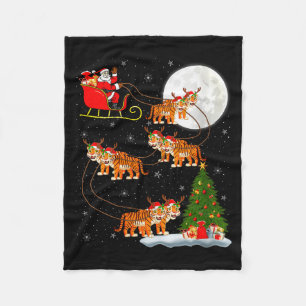 Womens Tiger Santa Sleigh Flying Funny Magical Chr Fleece Blanket