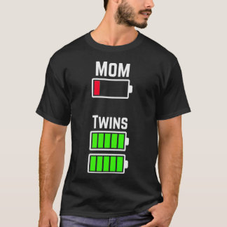 Womens Tired Twin Mom Low Battery Charge Premium  T-Shirt