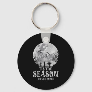 Womens Tis The Season Y Haunted Moon Creepy Hallow Keychain