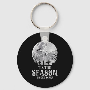 Womens Tis The Season Y Haunted Moon Creepy Hallow Keychain