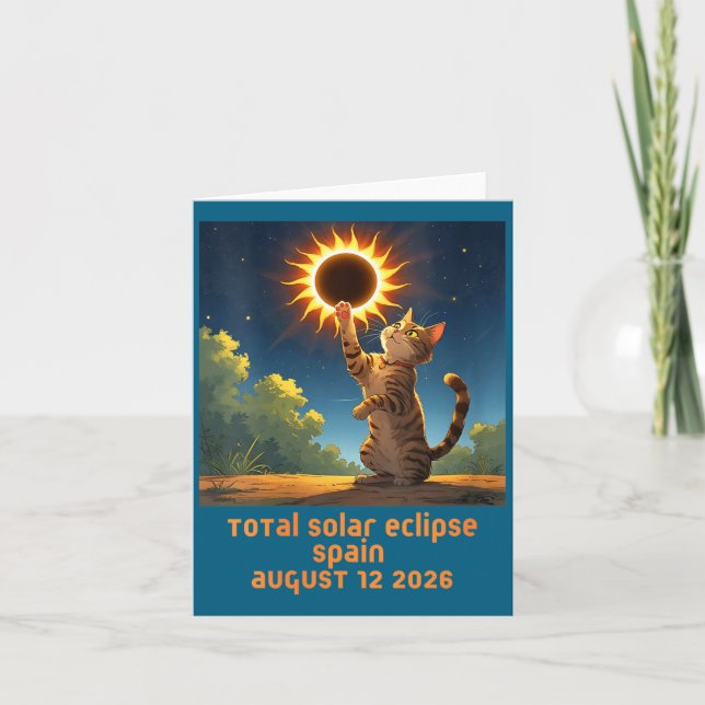 Womens Total Solar Eclipse Cat Design Card (Front)