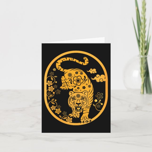 Womens Traditional Art Chinese New Year 2022 Year  Card (Front)