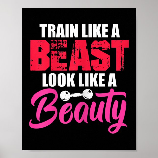 Womens Train Like A Look Like A Beauty Gym Workout Poster (Front)