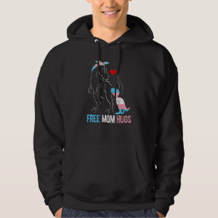 Womens Trans Free Mom Hugs Dinosaur Rex Mama Trans Hoodie