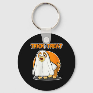 Womens Trick For Treat For Dog Lover - Dog Ghost Keychain