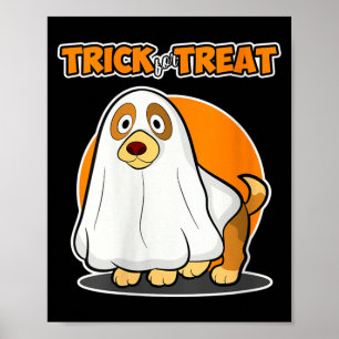 Womens Trick For Treat For Dog Lover - Dog Ghost Poster