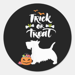 Womens Trick Or Treat Scottie Scottish Terrier Dog Classic Round Sticker