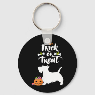 Womens Trick Or Treat Scottie Scottish Terrier Dog Keychain