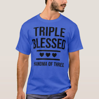 Womens Triple Blessed Grandma Of Three Grandkids G T-Shirt