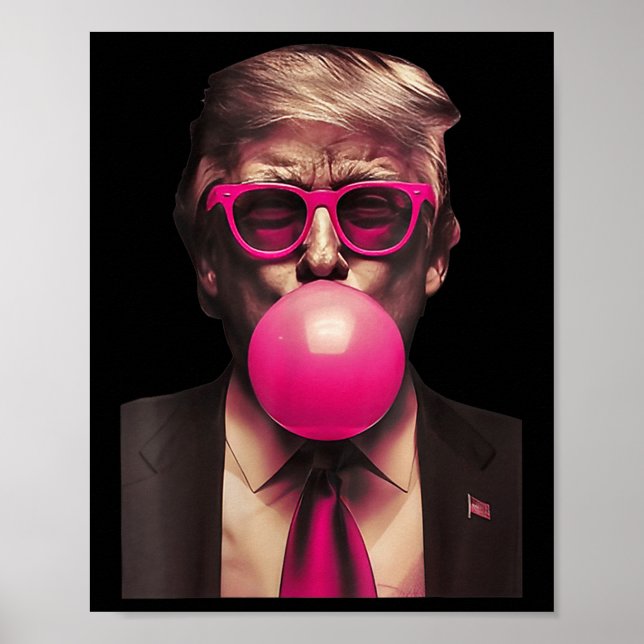 Womens Trump Bubble Gum Funny V-neck  Poster (Front)