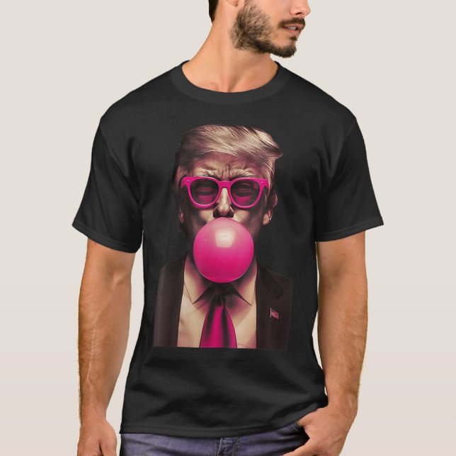Womens Trump Bubble Gum Funny V-neck  T-Shirt (Front)
