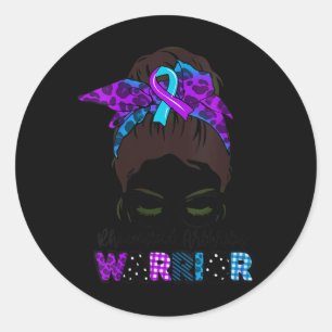 Womens Tu Messy Bun Ribbon Rheumatoid Arthritis Aw Classic Round Sticker