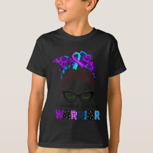 Womens Tu Messy Bun Ribbon Rheumatoid Arthritis Aw T-Shirt