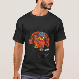 Womens Turkey Playing Ice Hockey Happy Thanksgivin T-Shirt