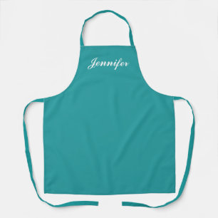 Womens Turquoise Teal Script Personalized Chef Apron