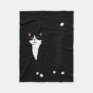 Womens Tuxedo Cat Mom Cute V-neck Fleece Blanket