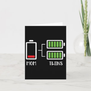 Womens Twin Mama Funny Tired Low Cute Mom Of Twins Card