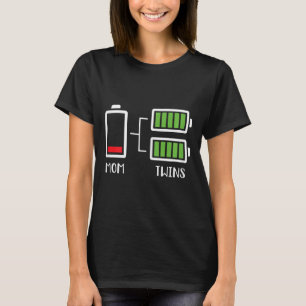 Womens Twin Mama Funny Tired Low Cute Mom Of Twins T-Shirt