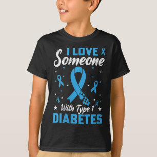 Womens Type 1 Diabetes Love Juvenile Diabetes Blue T-Shirt