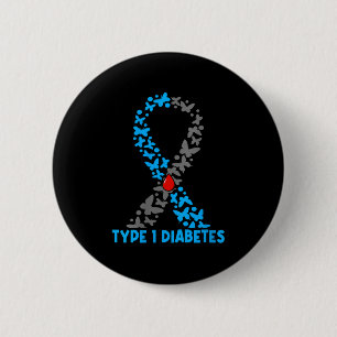 Womens Type 1 Diabetes V-neck 2 Inch Round Button