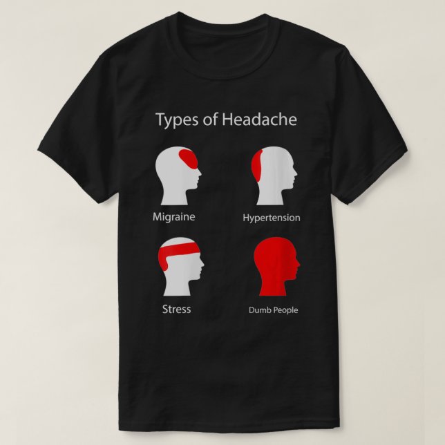 Womens Types of Headache VNeck  T-Shirt (Design Front)
