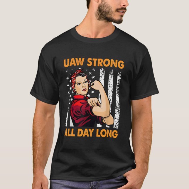 Womens Uaw Strike Red Tee United Auto Workers Pick (Front)