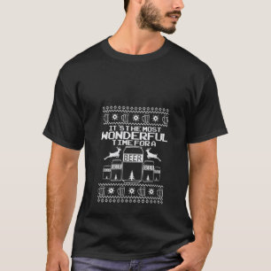 Womens ugly Christmas with Beer and Reindeer V Nec T-Shirt