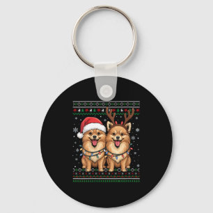 Womens Ugly Meranian Dog Xmas Santa Matching Chris Keychain
