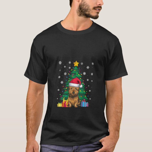 Womens Ugly Sweater Xmas Tree Lights Cairn Terrier (Front)