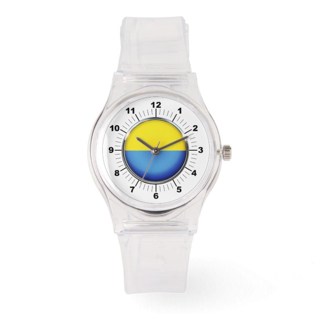 Women's Ukraine flag  Sporty Pink Silicon Watch (Front)