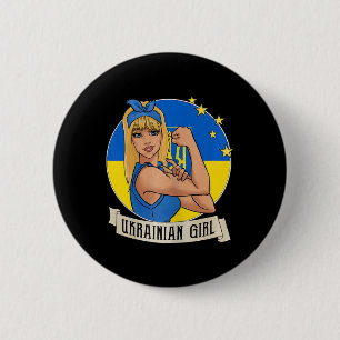 Womens Ukrainian Girl Ukraine Flag Merchandise Ukr 2 Inch Round Button