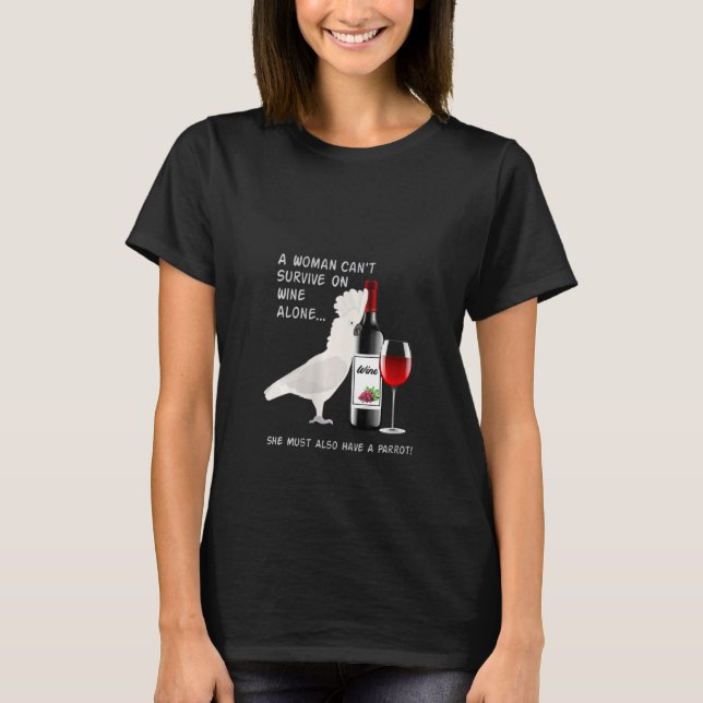 Womens Umbrella Cockatoo Parrot Wine Loving Drinki T-Shirt (Front)