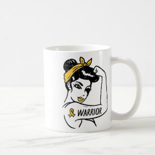 Womens Unbreakable Warrior Childhood Cancer Ribbon Coffee Mug