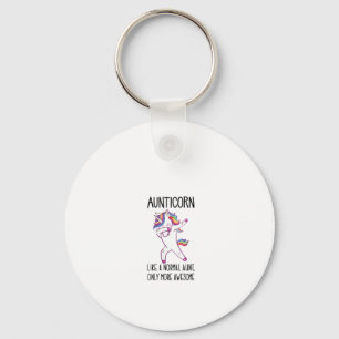 Womens Unicorn Aunt Aunticorn Like a Normal Aunt O Keychain