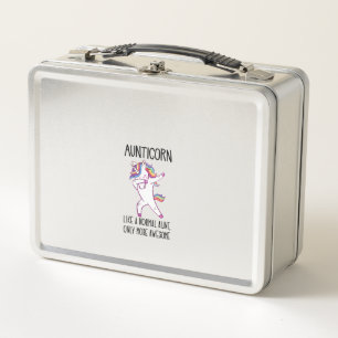 Womens Unicorn Aunt Aunticorn Like a Normal Aunt O Metal Lunch Box