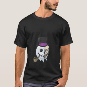 Womens Unorthodox Snowman Skull Christmas V Neck T-Shirt