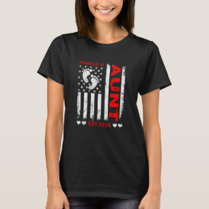 Womens US American Flag Promoted To Aunt 2024 Moth T-Shirt