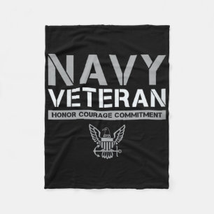 Womens Us Navy - Veteran Honour Courage Commitment Fleece Blanket