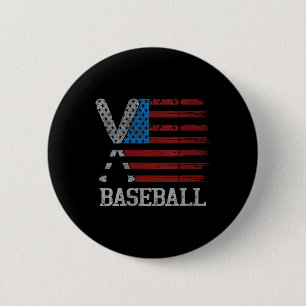 Womens Usa Flag Baseball Crossed Bats Baseball Pla 2 Inch Round Button