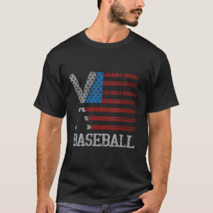 Womens Usa Flag Baseball Crossed Bats Baseball Pla T-Shirt