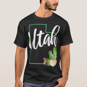 Womens Utah Pride State Map Cactus Vintage Utah 2 T-Shirt