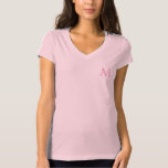Womens V-Neck Jersey T-Shirt Elegant Monogram Pink<br><div class="desc">Modern Elegant Monogram Template Women's V-Neck Pink T-Shirt.</div>