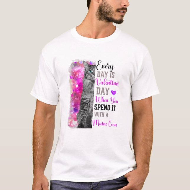 Womens Valentines Day Maine Coon Cat Mama Mother F T-Shirt (Front)