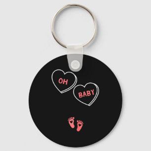 Womens Valentines Day Pregnancy Announcement Shirt Keychain