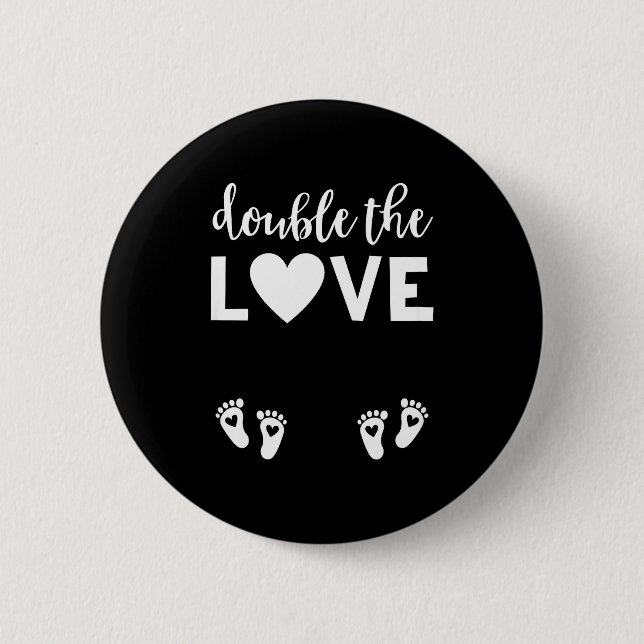 Womens Valentines Day Twin Pregnancy Announcemen V 2 Inch Round Button (Front)