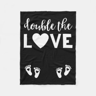 Womens Valentines Day Twin Pregnancy Announcemen V Fleece Blanket