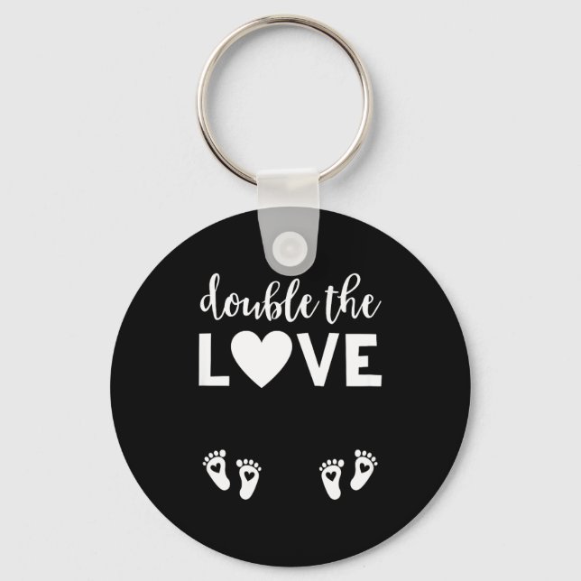 Womens Valentines Day Twin Pregnancy Announcemen V Keychain (Front)
