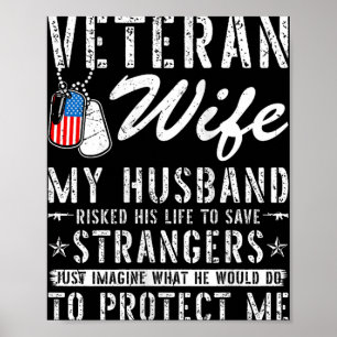 Womens Veteran Wife Us Veteran Army Husband Soldie Poster